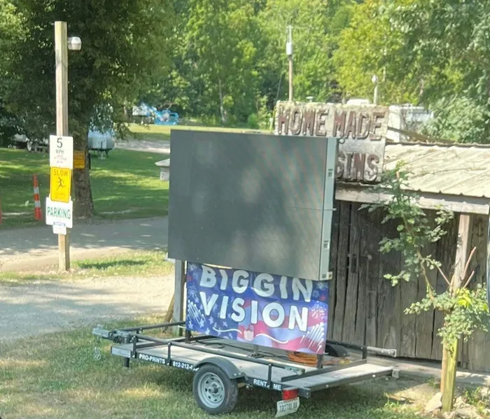 The Biggin Vision LED sign trailer, provided by Pro-Prints, set up at Biggin Bash