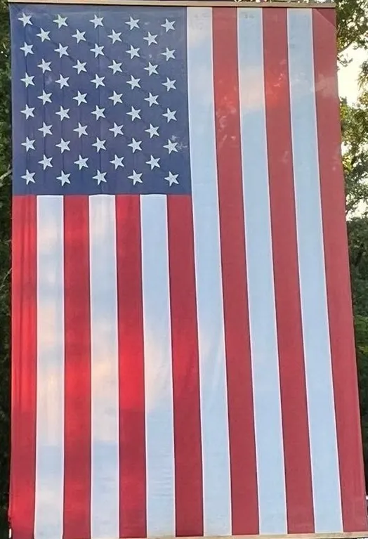 The giant American flag standing over the Biggin Bash grounds